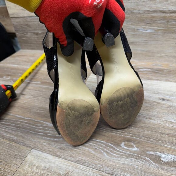 Anne Klein Estacia Black Open Toe Snakeskin Embossed Pump Women's Size 10 - Picture 4 of 7